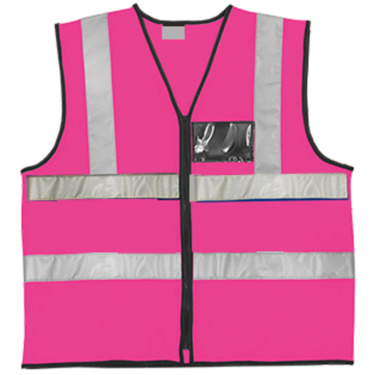 Premium Reflective Vest with Zip & ID (S) Pink Red & Blue